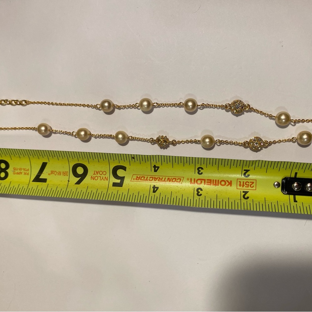Nolan Miller 9 1/2” Necklace Gold-Tone Round Ball Minimalist with Ivory Pearls - Picture 4 of 5